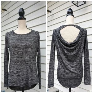 Athleta Chah Yoga Top| Open Back Heathered Gray Long Sleeve S/457201